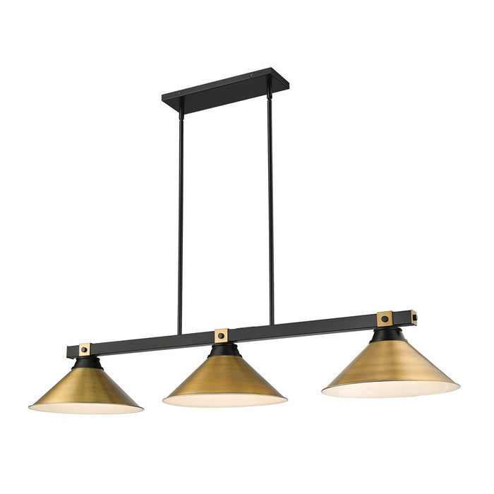 Z-Lite Bronte 3Lt 54" Billiard, Black/Brass/Brass - 1955-3MB-RB-RB15