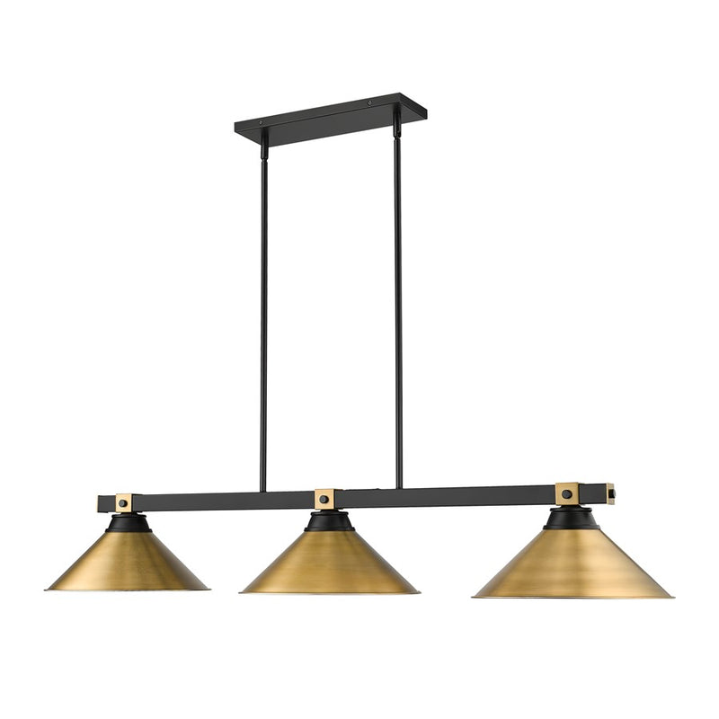 Z-Lite Bronte 3Lt 54" Billiard, Black/Brass/Brass