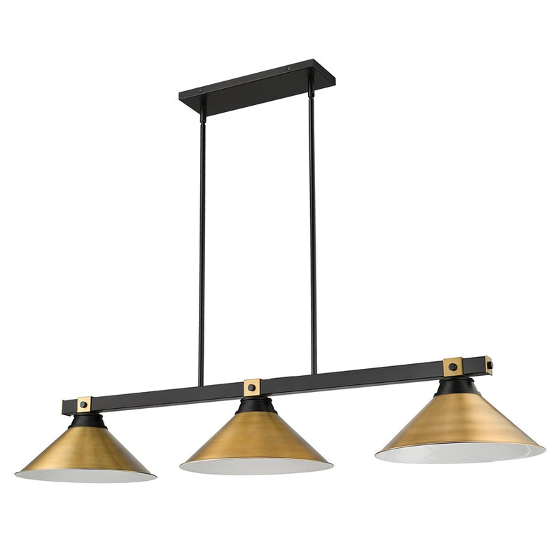 Z-Lite Bronte 3Lt 54" Billiard, Black/Brass/Brass
