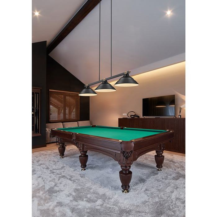 Z-Lite Bronte 3Lt 54.75" Billiard, Black/Rubbed Brass/Black