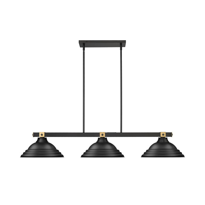 Z-Lite Bronte 3Lt 54.75" Billiard, Black/Rubbed Brass/Black