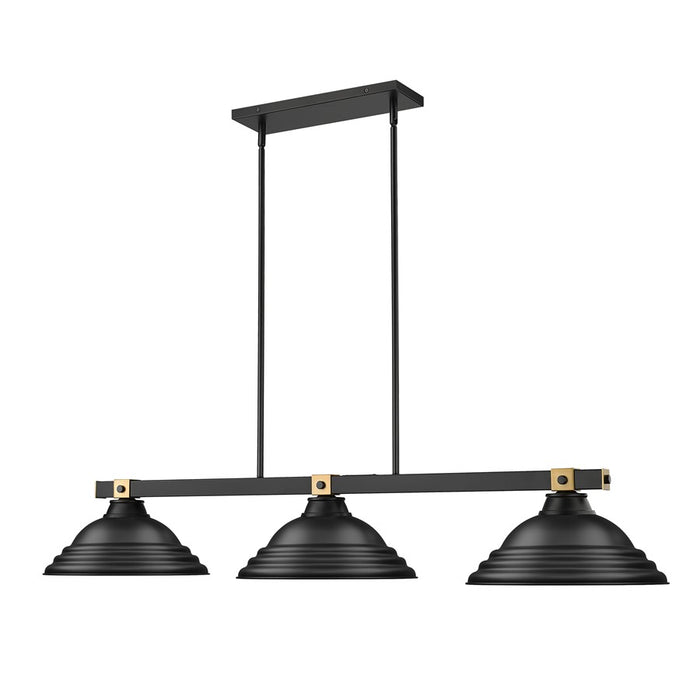 Z-Lite Bronte 3Lt 54.75" Billiard, Black/Rubbed Brass/Black