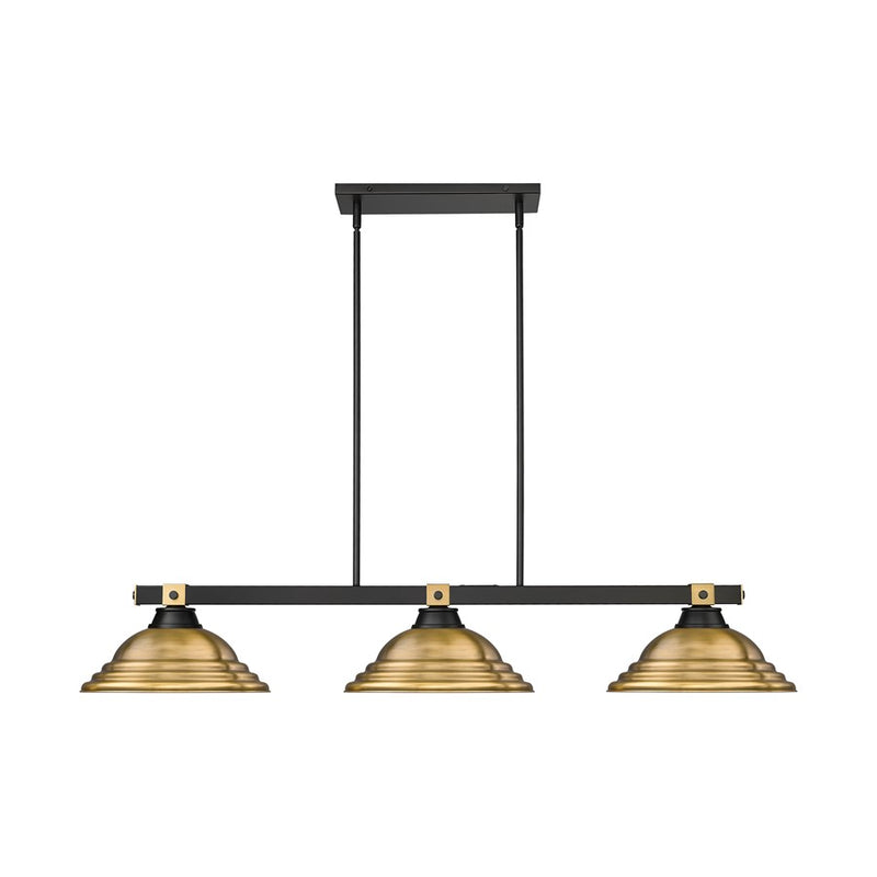 Z-Lite Bronte 3Lt 54.75" Billiard, Black/Brass/Brass