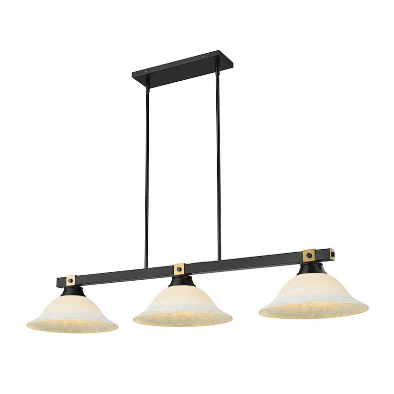 Z-Lite Bronte 3 Light 54.75" Billiard, Black/Brass/White Mottle - 1955-3MB-RB-WM16