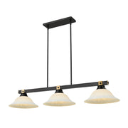 Z-Lite Bronte 3Lt 54.75" Billiard, Black/Brass/White Mottle - 1955-3MB-RB-WM16