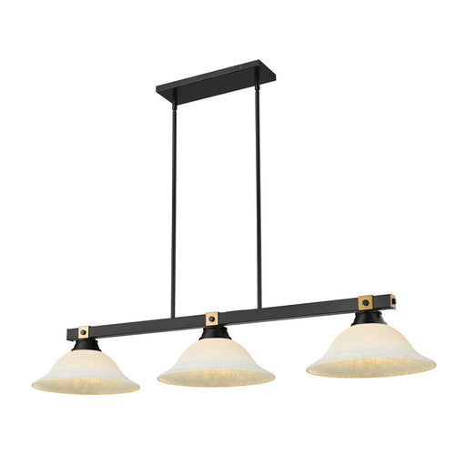 Z-Lite Bronte 3Lt 54.75" Billiard, Black/Brass/White Mottle - 1955-3MB-RB-WM16