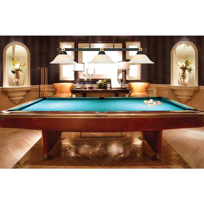 Z-Lite Bronte 3 Light 54.75" Billiard, Black/Brass/White Mottle