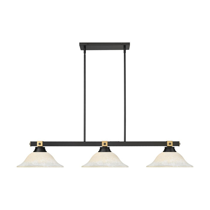 Z-Lite Bronte 3 Light 54.75" Billiard, Black/Brass/White Mottle