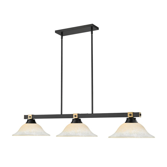 Z-Lite Bronte 3 Light 54.75" Billiard, Black/Brass/White Mottle