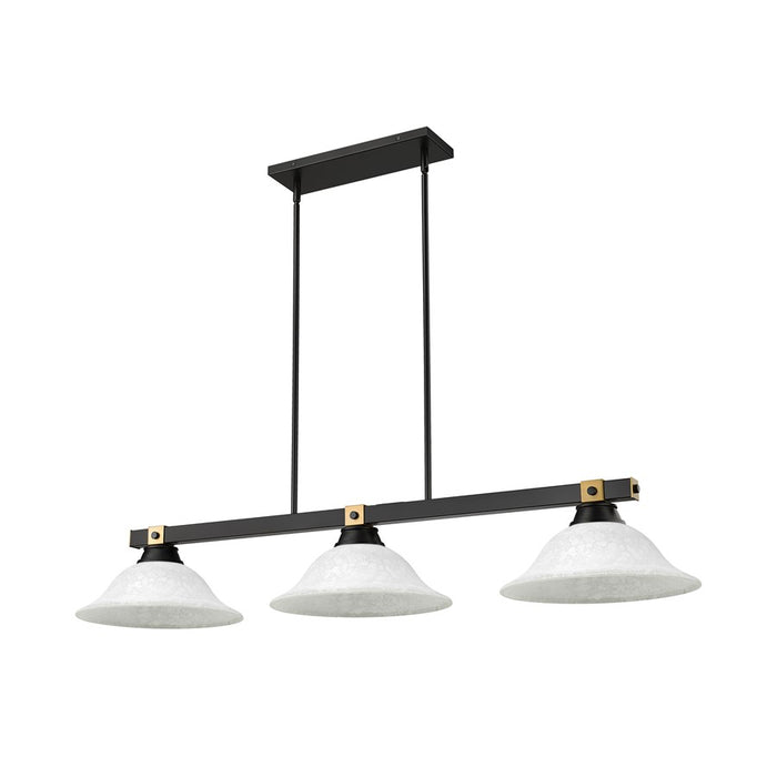 Z-Lite Bronte 3 Light 54.75" Billiard, Black/Brass/White Mottle
