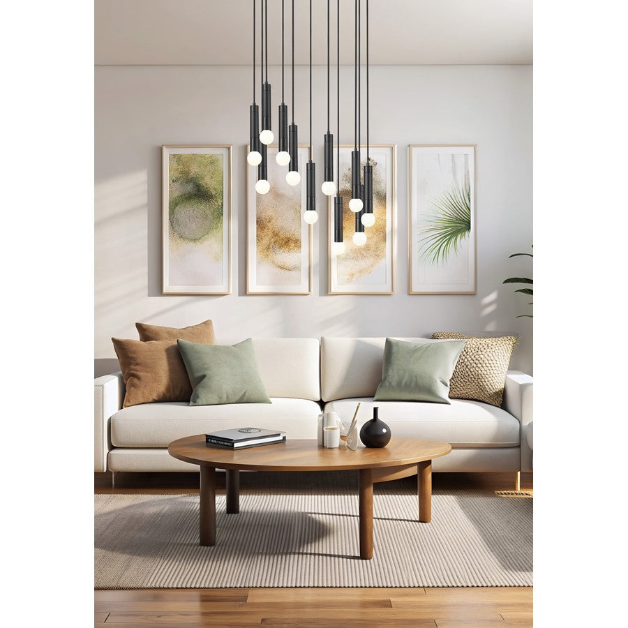 Z-Lite Stari 11 Light Chandelier, Matte Black