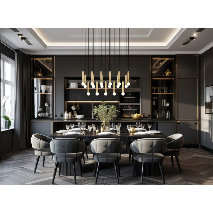 Z-Lite Stari 17 Light Linear Chandelier, Modern Gold