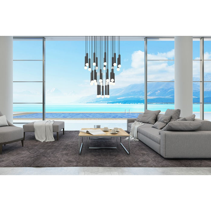 Z-Lite Stari 27 Light Chandelier, Matte Black