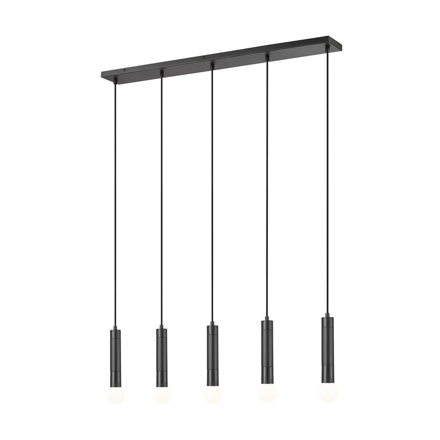 Z-Lite Stari 5 Light Linear Chandelier, Matte Black - 1956P-5L-MB