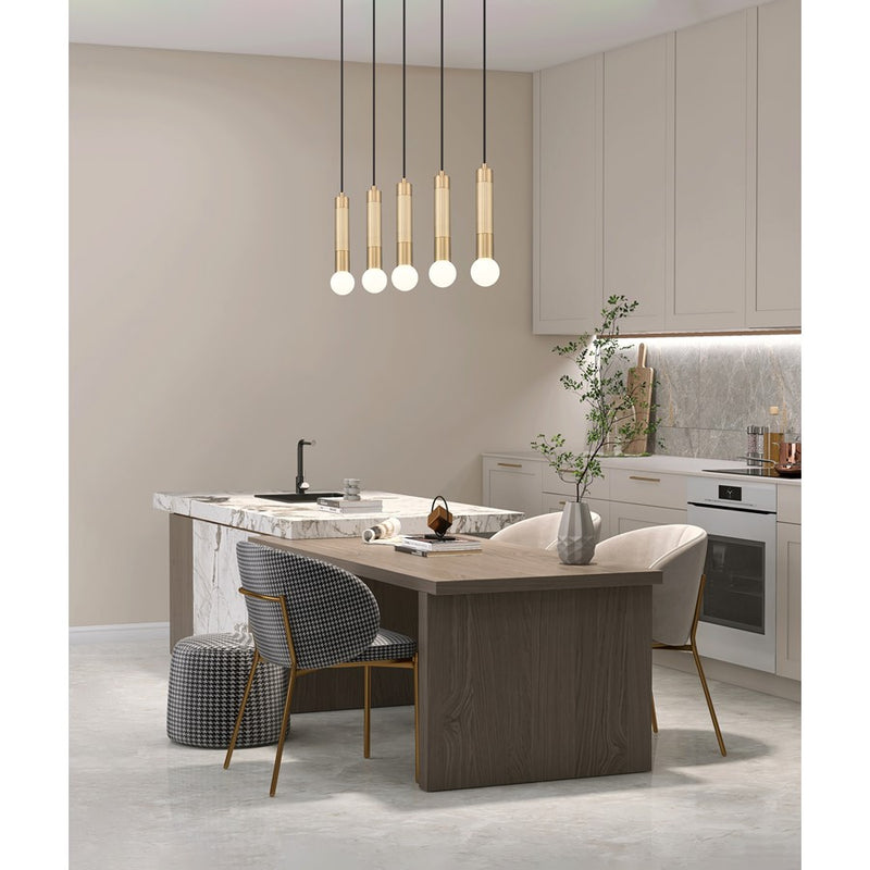 Z-Lite Stari 5 Light Linear Chandelier, Modern Gold