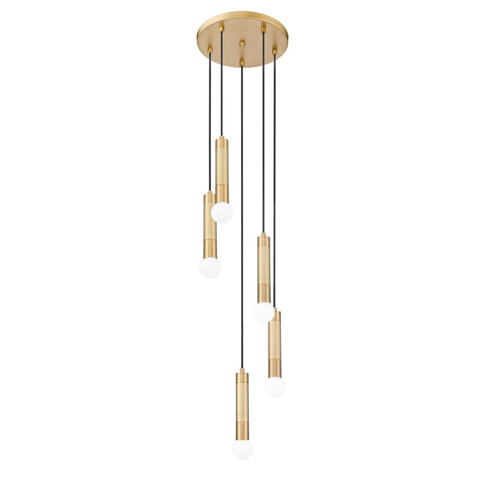 Z-Lite Stari 5 Light Chandelier, Modern Gold