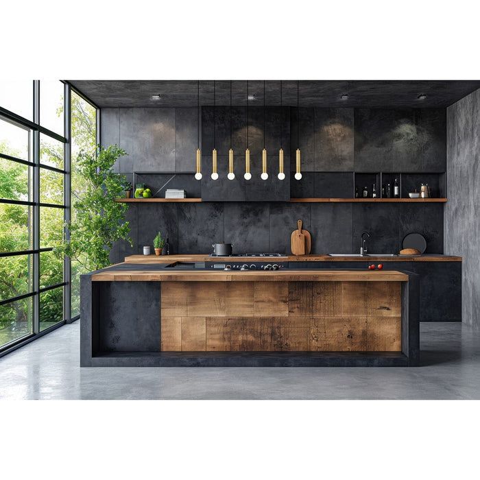 Z-Lite Stari 7 Light Linear Chandelier, Modern Gold