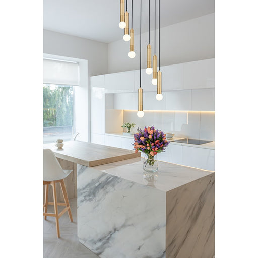 Z-Lite Stari 7 Light Chandelier, Modern Gold