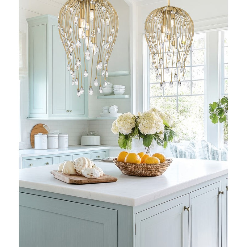 Z-Lite Gabriella 5 Light Pendant, Modern Gold