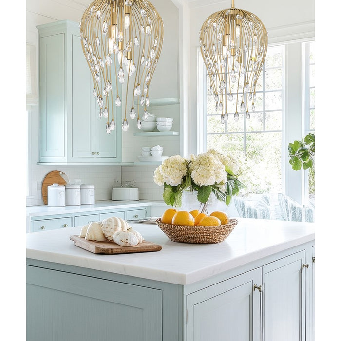 Z-Lite Gabriella 5 Light Pendant, Modern Gold