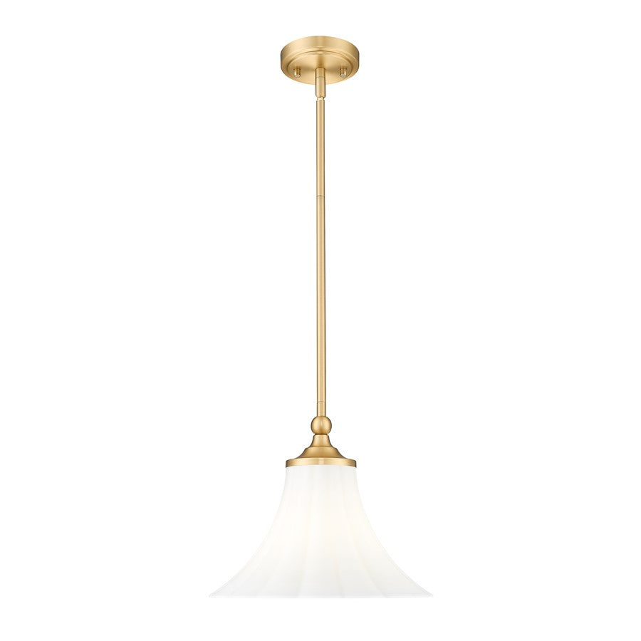 Z-Lite Fleur 1 Light 12" Pendant, Modern Gold/Opal Etched - 1958P12-MGLD