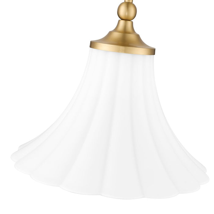Z-Lite Fleur 1 Light 12" Pendant, Modern Gold/Opal Etched