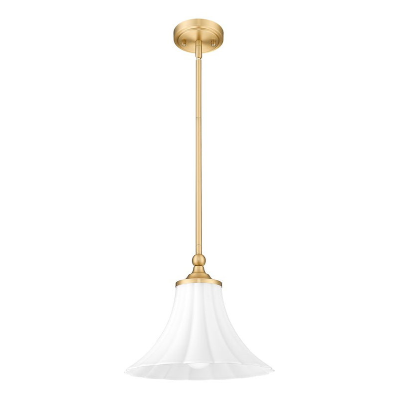 Z-Lite Fleur 1 Light 12" Pendant, Modern Gold/Opal Etched