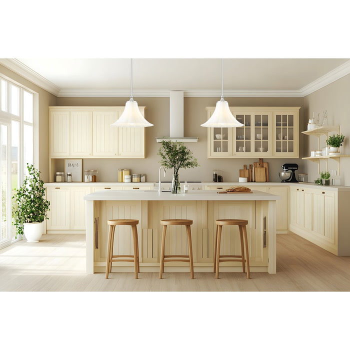 Z-Lite Fleur 1 Light 16" Pendant, Brushed Nickel/Opal Etched