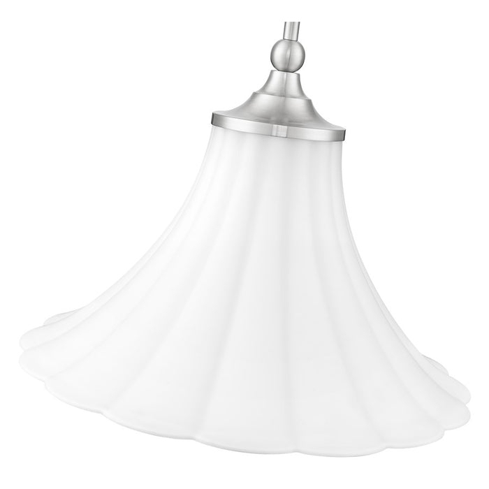 Z-Lite Fleur 1 Light 16" Pendant, Brushed Nickel/Opal Etched