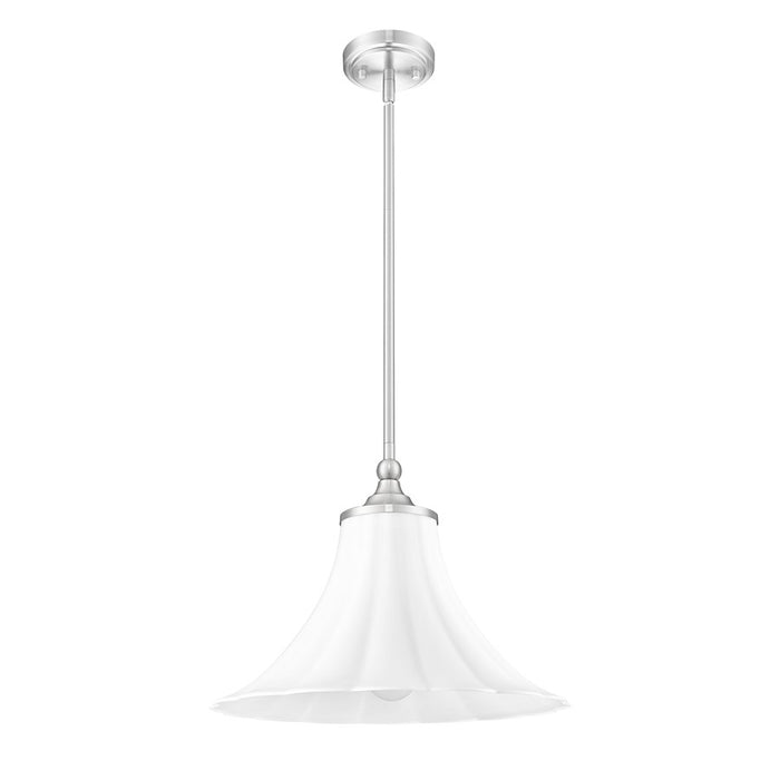 Z-Lite Fleur 1 Light 16" Pendant, Brushed Nickel/Opal Etched