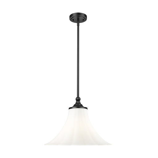 Z-Lite Fleur 1 Light 16" Pendant, Matte Black/Opal Etched - 1958P16-MB