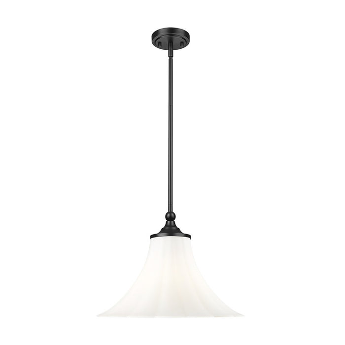 Z-Lite Fleur 1 Light 16" Pendant, Matte Black/Opal Etched - 1958P16-MB
