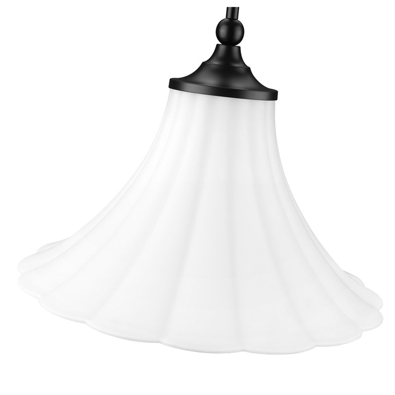 Z-Lite Fleur 1 Light 16" Pendant, Matte Black/Opal Etched