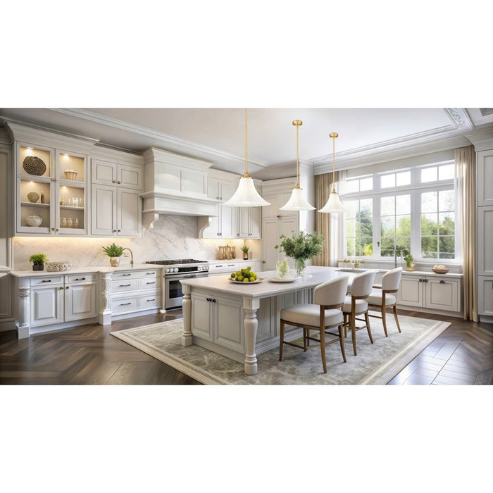 Z-Lite Fleur 1 Light 16" Pendant, Modern Gold/Opal Etched