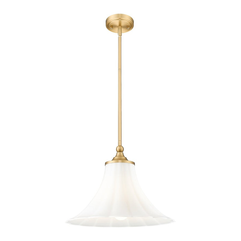 Z-Lite Fleur 1 Light 16" Pendant, Modern Gold/Opal Etched