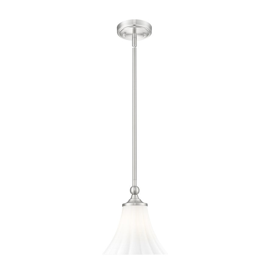 Z-Lite Fleur 1 Light 8" Pendant, Brushed Nickel/Opal Etched - 1958P8-BN