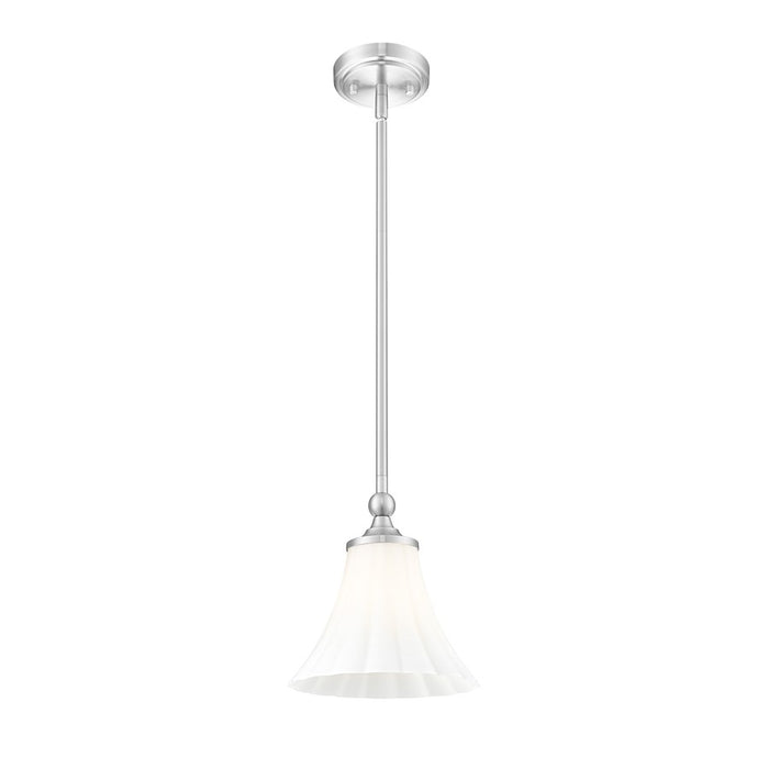 Z-Lite Fleur 1 Light 8" Pendant, Brushed Nickel/Opal Etched