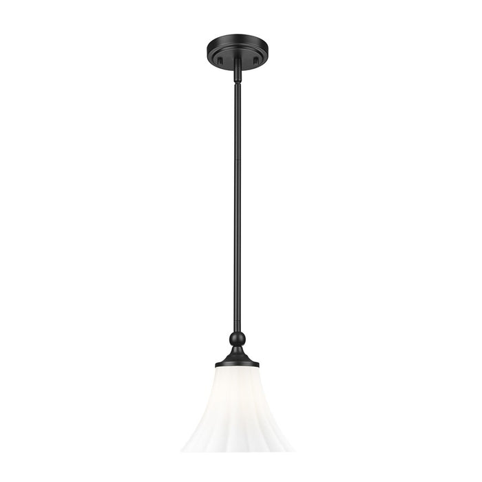 Z-Lite Fleur 1 Light 8" Pendant, Matte Black/Opal Etched - 1958P8-MB