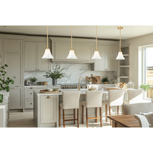 Z-Lite Fleur 1 Light 8" Pendant, Modern Gold/Opal Etched