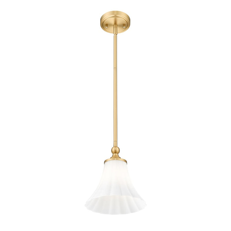 Z-Lite Fleur 1 Light 8" Pendant, Modern Gold/Opal Etched