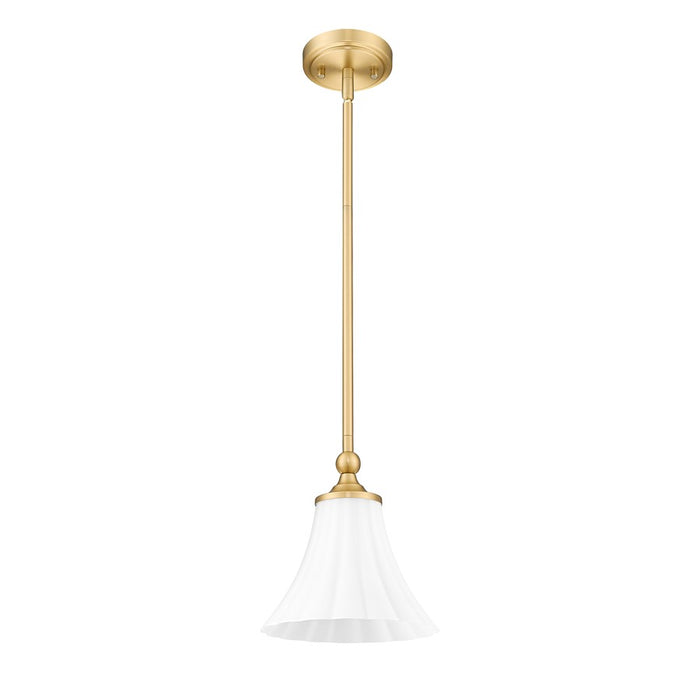 Z-Lite Fleur 1 Light 8" Pendant, Modern Gold/Opal Etched