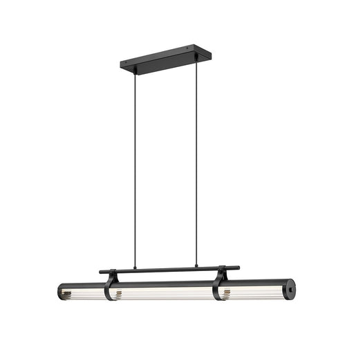Z-Lite Benoit 1 Light 44" Linear Chandelier, Matte Black/Clear - 1959-44L-MB-LED