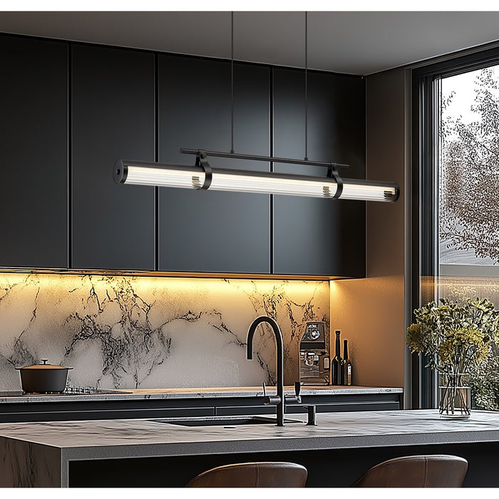 Z-Lite Benoit 1 Light 44" Linear Chandelier, Matte Black/Clear