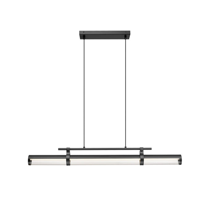 Z-Lite Benoit 1 Light 44" Linear Chandelier, Matte Black/Clear