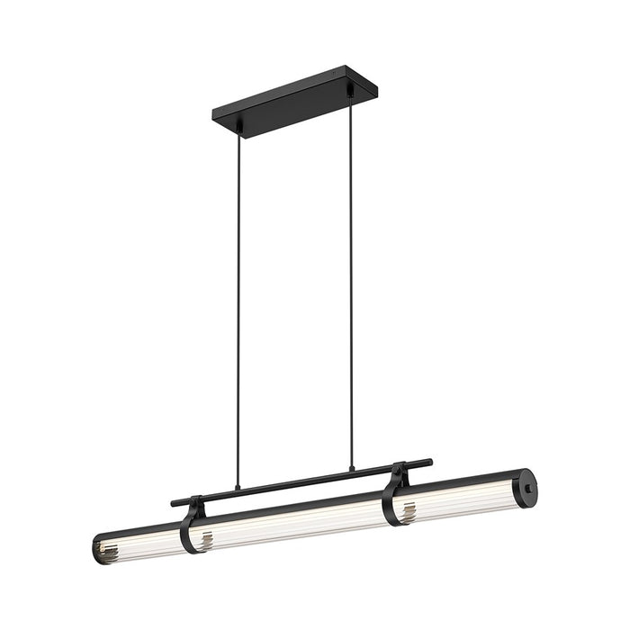 Z-Lite Benoit 1 Light 44" Linear Chandelier, Matte Black/Clear