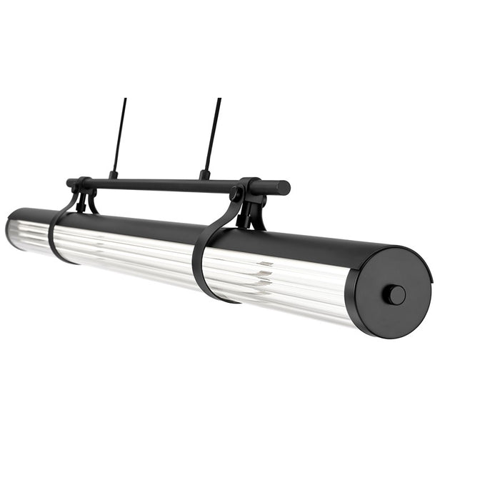 Z-Lite Benoit 1 Light 44" Linear Chandelier, Matte Black/Clear