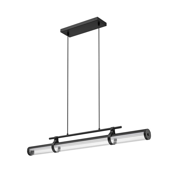 Z-Lite Benoit 1 Light 44" Linear Chandelier, Matte Black/Clear