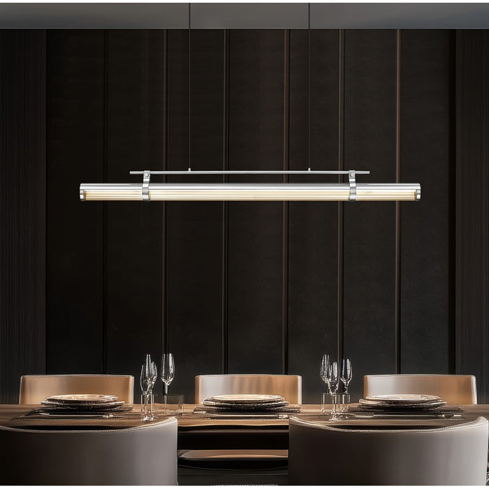 Z-Lite Benoit 1Lt 56" Linear Chandelier, Brushed Nickel/Clear