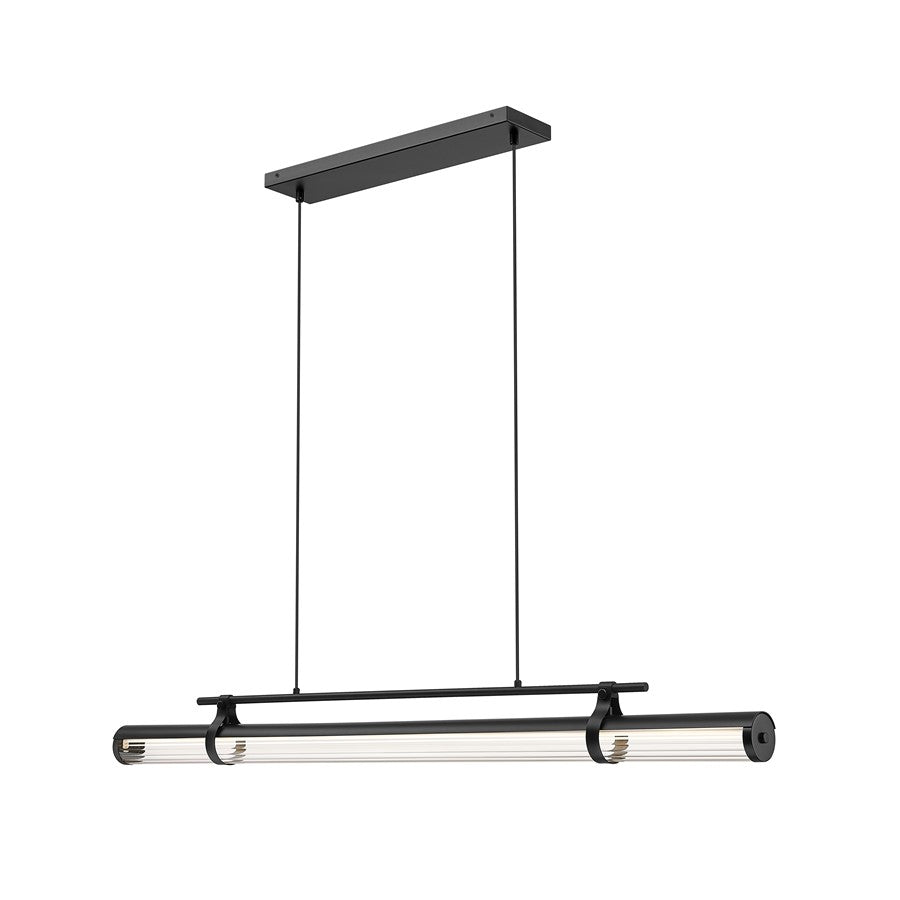 Z-Lite Benoit 1 Light 56" Linear Chandelier, Matte Black/Clear - 1959-54L-MB-LED