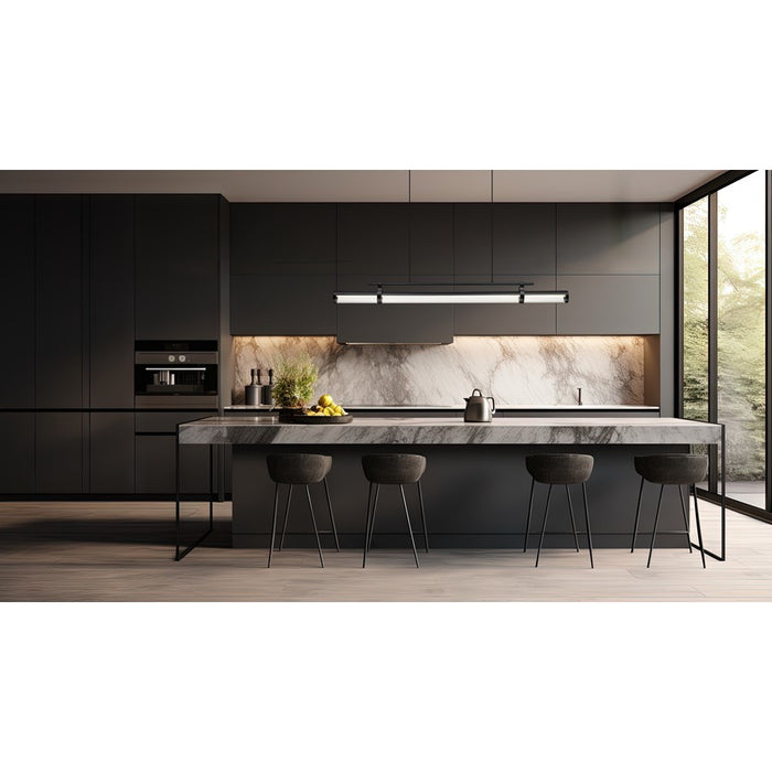 Z-Lite Benoit 1 Light 56" Linear Chandelier, Matte Black/Clear